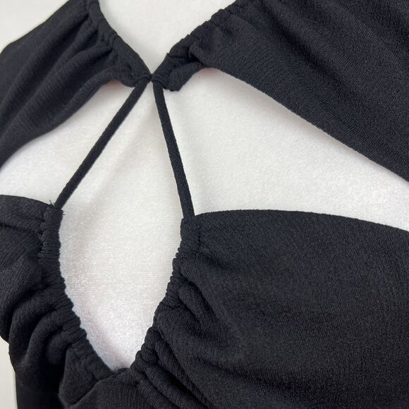 H&M Dress Women Medium Black Keyhole Top Long Sleeve Solid Casual Cocktail - Picture 10 of 14